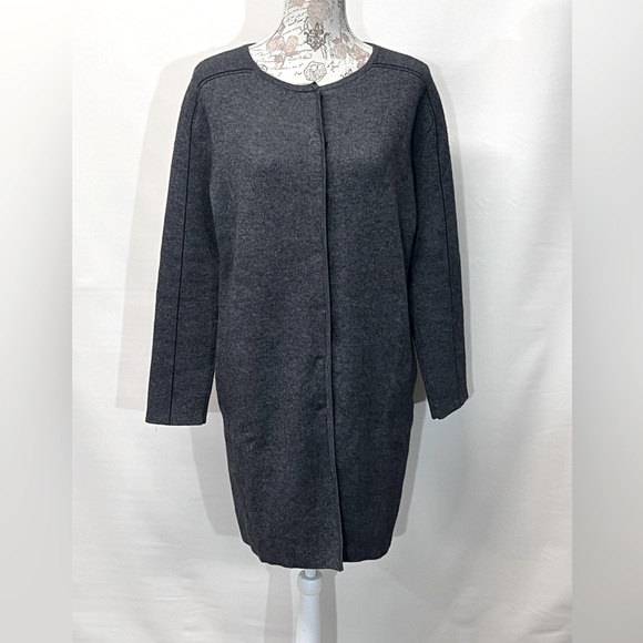 SOLAR Charcoal gray wool and cashmere blend cardigan sweater size M. - Picture 1 of 11